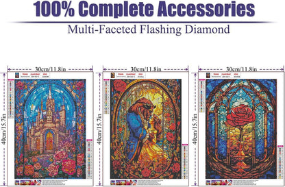 VeGuude Diamond Art Kits for Adults - 3 Pack Cartoon Diamond Painting for Beginners, Diamond Dots Round 5D Full Drill Paint with Diamonds Pictures Gem Art Painting Kits DIY Crafts Kits 12x16inch