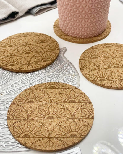 Cork Coasters Bulk 100 Pack - Blank Round Natural Cork for Laser Engraving & DIY Crafts - Absorbent Heat Resistant Non-Slip 3.5" (90mm) - Wedding Favors, Coffee Bar & Restaurant - Faithful Panda