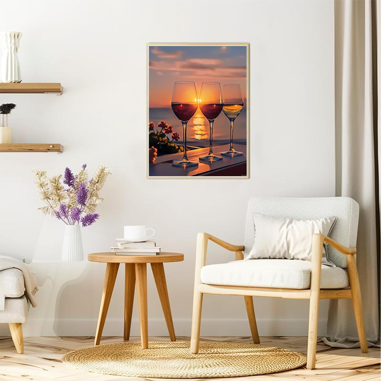 EATUKYIC Diamond Painting Kits Glasses of Wine at Sunset Diamond Art Kits for Adults Wine Painting Crafts Home Wall Decor DIY 5D Gem Art Perfect for Relaxation 12x16 inch