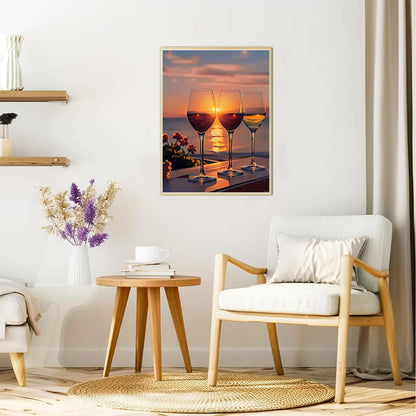 EATUKYIC Diamond Painting Kits Glasses of Wine at Sunset Diamond Art Kits for Adults Wine Painting Crafts Home Wall Decor DIY 5D Gem Art Perfect for Relaxation 12x16 inch