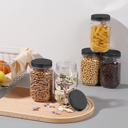 novelinks 16 oz Clear Plastic Jars with Screw-On Lids, 10 Pack BPA-Free Storage Containers for Crafts and Food