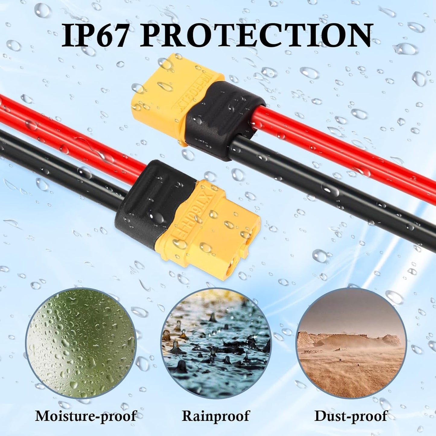 XT60 Extension Cable 10AWG 15FT, XT60 to XT60 Cable with Male to Female Connector for Portable Power