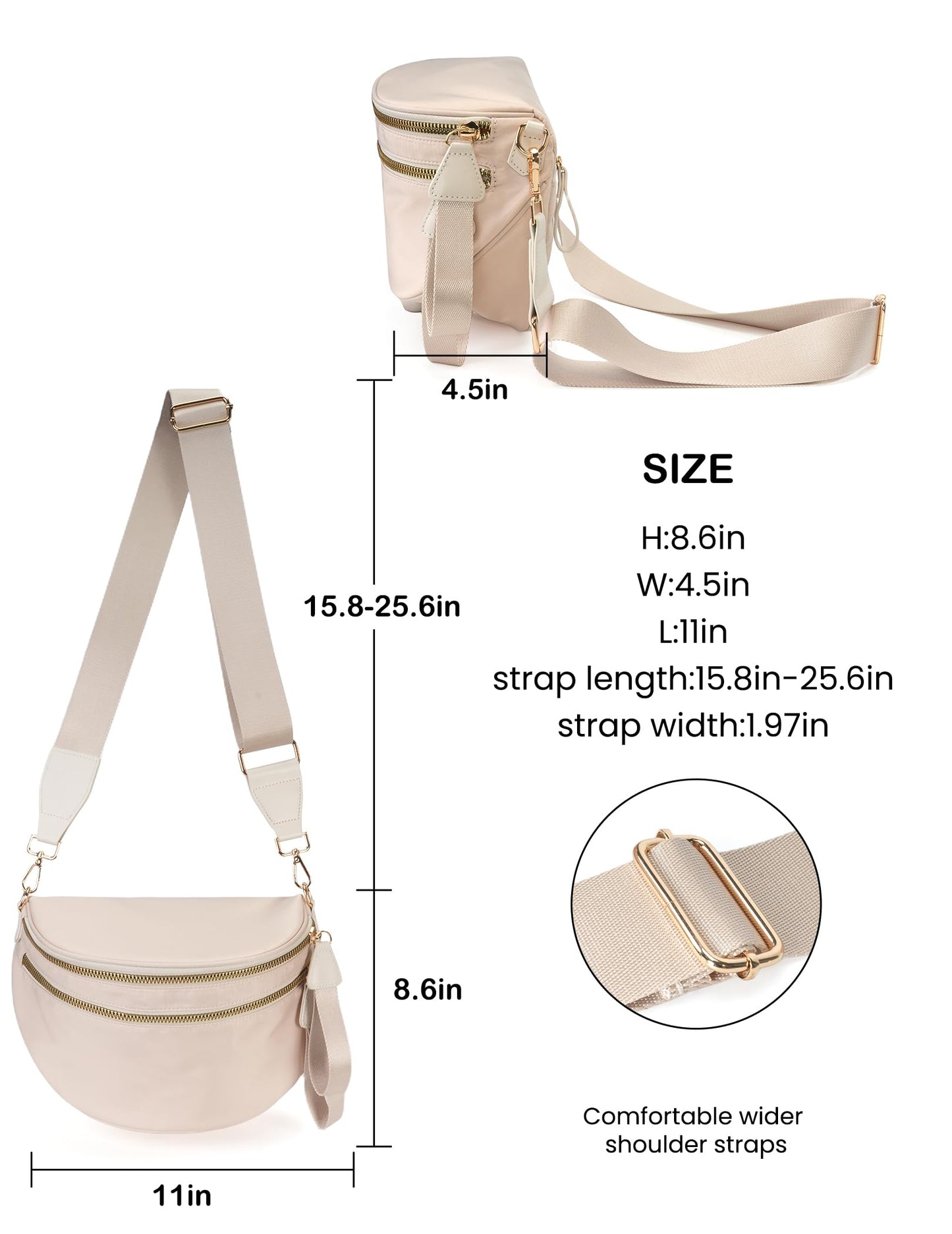 Spacious Nylon Crossbody Bag Bum Bag Handbags Wallets Purses Trendy Shoulder Bag for Women