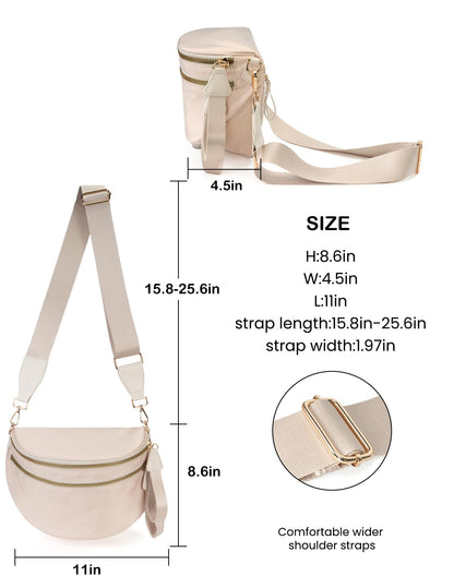 Spacious Nylon Crossbody Bag Bum Bag Handbags Wallets Purses Trendy Shoulder Bag for Women
