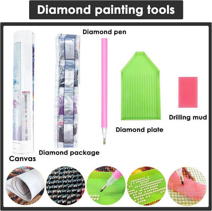 Yomiie 2 Pack Large Diamond Art Kits for Adults, Eagle & Elk Diamond Painting Art Animals DIY Full Round Drill Kits, Embroidery Rhinestone Diamond Crystal Craft Canvas Home Wall Decor 31.5x11.81 inch