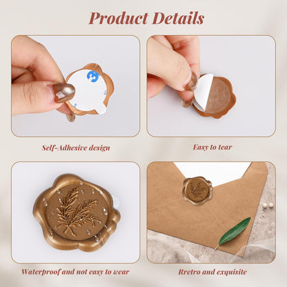Wax Seal Stickers for Envelope Seals, 100pc Chocolate Brown Self-Adhesive Wax Stamp Stickers for Wedding lnvitations, Cards Envelopes Seal