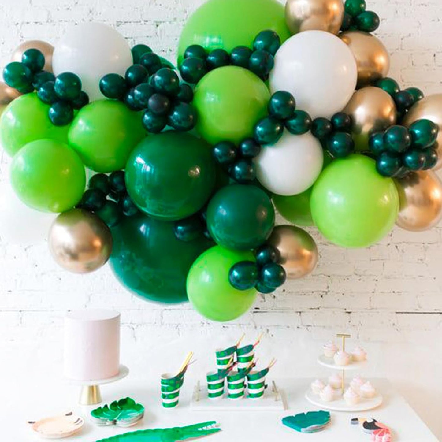 PartyWoo Dark Green Balloons - 99-Piece Emerald Balloon Arch Kit for Birthday & Jungle Parties