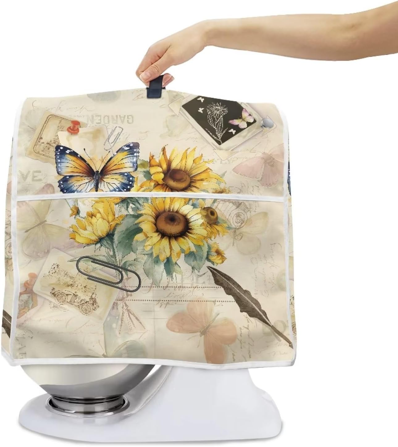 Sunflower Butterfly Stand Mixer Cover for 6-8 Quart Kitchen Aid, Washable Dustproof for Tilt Head & Bowl Lift Models