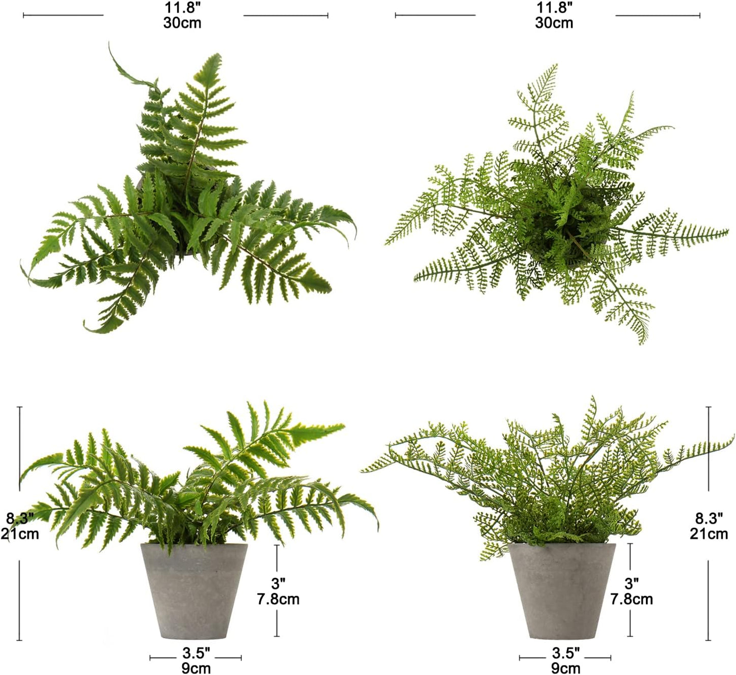 Briful 2PCS Faux Fern Eucalyptus Potted Plants, Artificial Greenery Décor for Indoor Home Office Bathroom