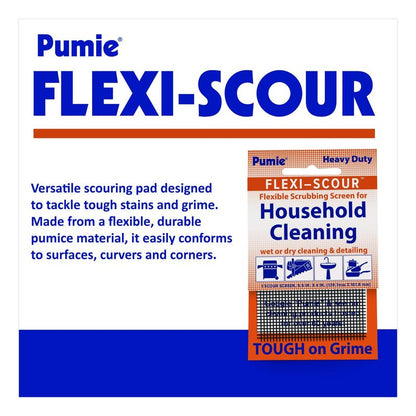 PUMIE Flexi-Scour (3 Pack) - Flexible Scrubbing Screen - Heavy Duty Scouring Pad - Abrasive Grit Cleaning Screen for Toilet Bowls, Grills, Removes Carbon, Rust, Scale, Grime - 5.5x4 in, Flex-3 C