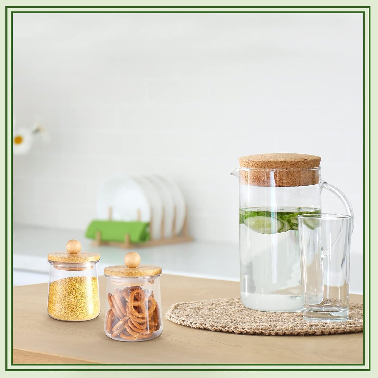 12 2. 64 1. 97 Inch Tessco for you Tessco Pcs Yogurt Jar Lids Bamboo Wood with Silicone Sealing Rings Lids Compatible