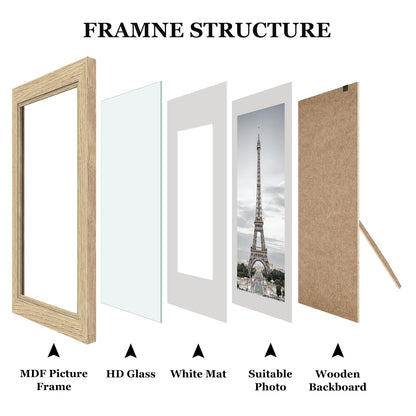 Povrgive Picture Frames, Made of Real Glass and Wooden Frame, Gallery Photo Frames Set of 10 for Collage Wall Decor, Multi Sizes Including 8x10, 5x7, 4x6 for Mounting or Tabletop Display, Wood