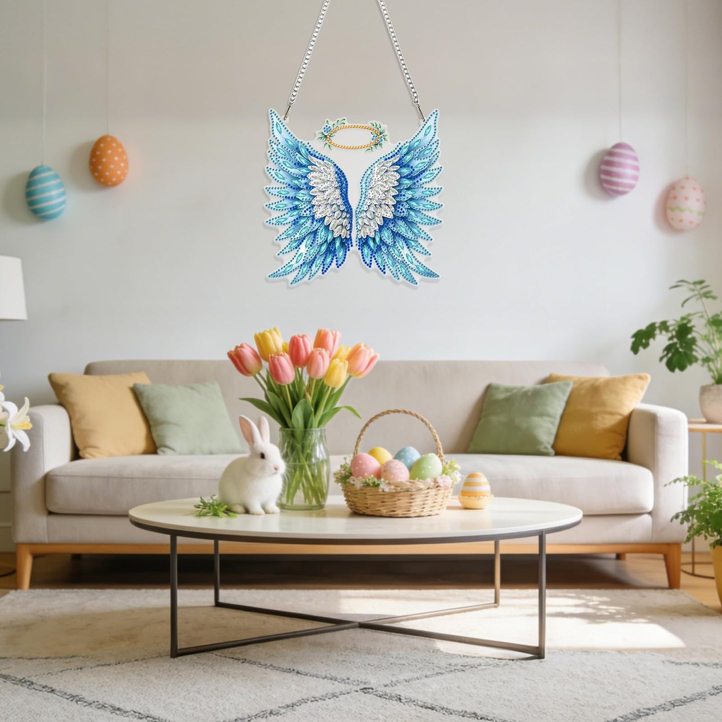 GHHKUD Wings Diamond Art Hanging Kit for Adults, DIY Double Sided Diamond Painting Hanging Kits Adults, Special Shaped Acrylic Ornaments Pendants for Window Home Garden Wall