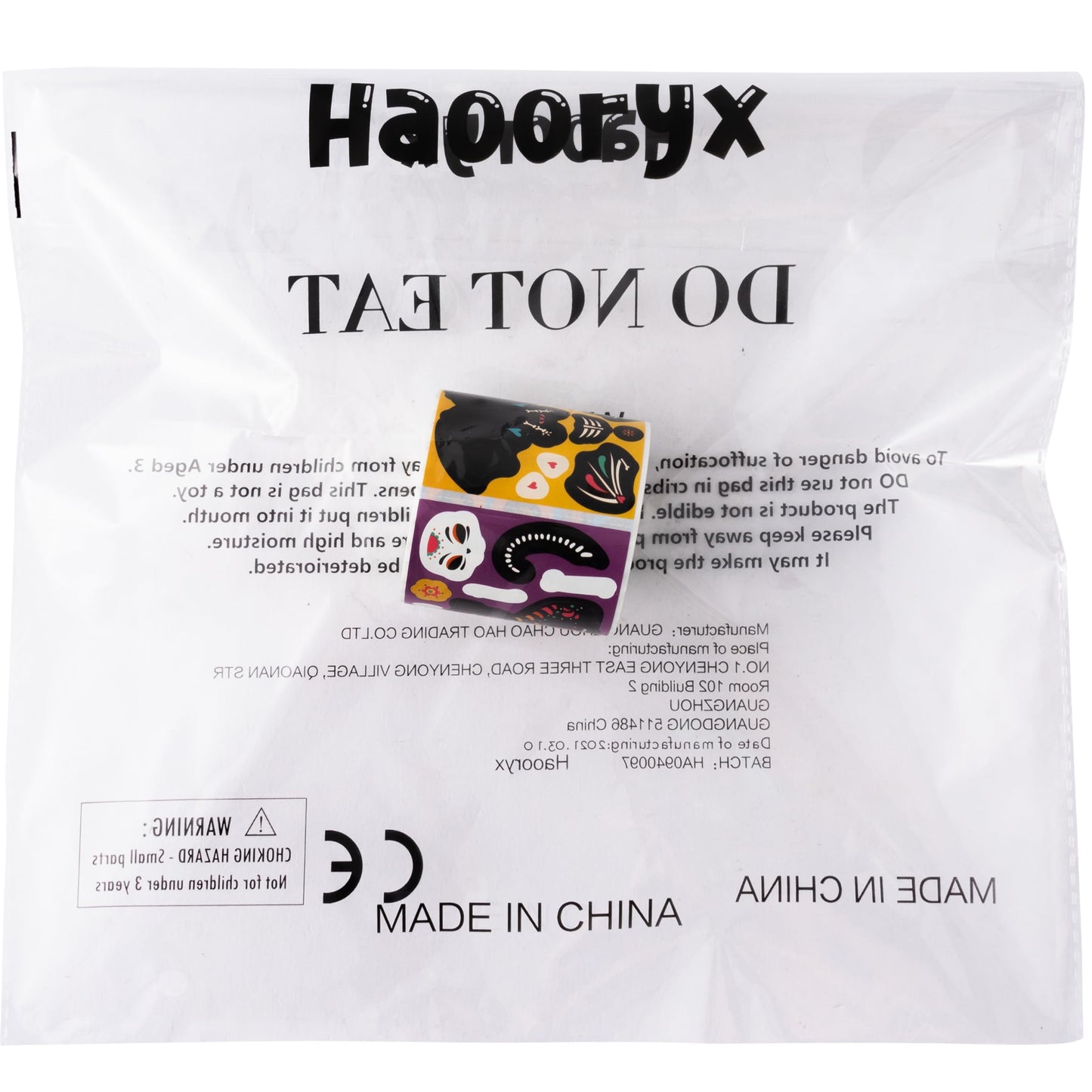 Haooryx Sugar Skull Sticker Rolls - 300Pcs Day of The Dead DIY Stickers