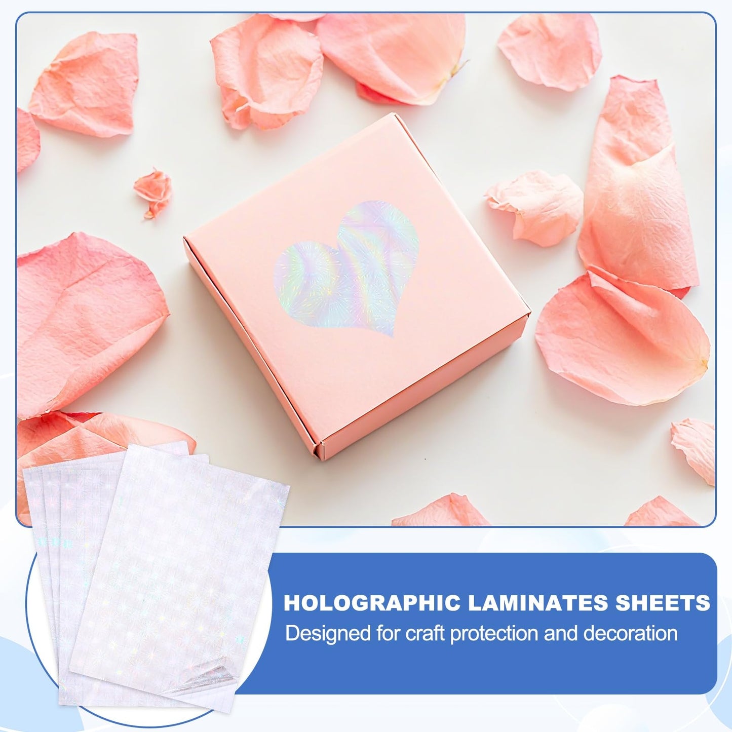 PATIKIL 12x8 Inch Holographic Laminate Sheets, 12Pcs Holographic Sticker Paper Transparent Vinyl Laminate Film A4 Waterproof Self Adhesive for Craft Books, Holiday Ribbon Pattern