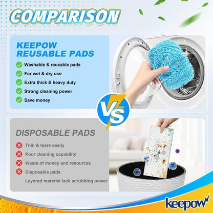 KEEPOW Wet Pads Refill for Swiffer Sweeper Mop and Sweep & Mop Deluxe - Dry Sweeping Cloths for Floor Mopping and Cleaning - Pet Heavy Duty Pads Refills, Upgraded Reusable (4 Pack)