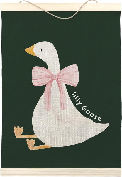 12x16 inch, LKETW Silly Goose Wall Art - Goose Nursery Decor Poster Hanger Frame Goose Gifts, Cute Goose Wall Art