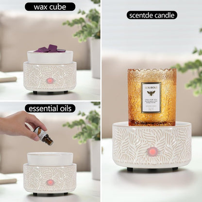 copinpin Electric Wax Melt Warmer 4-in-1 Candle Warmer for Scented Wax Melter Cute Ceramic Fragrance Wax Burner for Home Office Bedroom Deco Gift for Women White