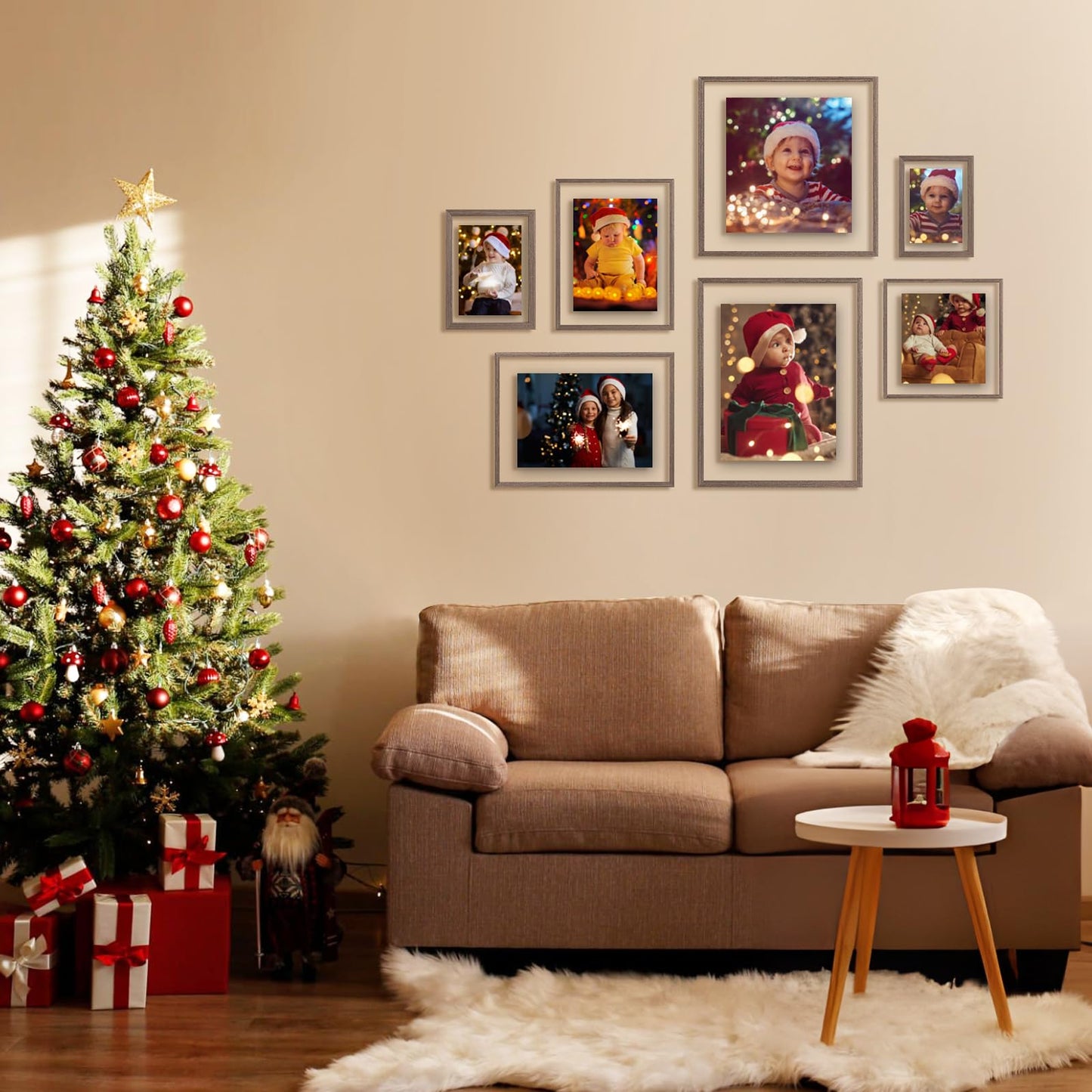Egofine 5x7 Floating Frames Set of 2, Double Plexiglass Picture Frame, Made of Solid Wood Display Any Size Photo up to 5x7, Wall Mount or Tabletop Standing, Brown
