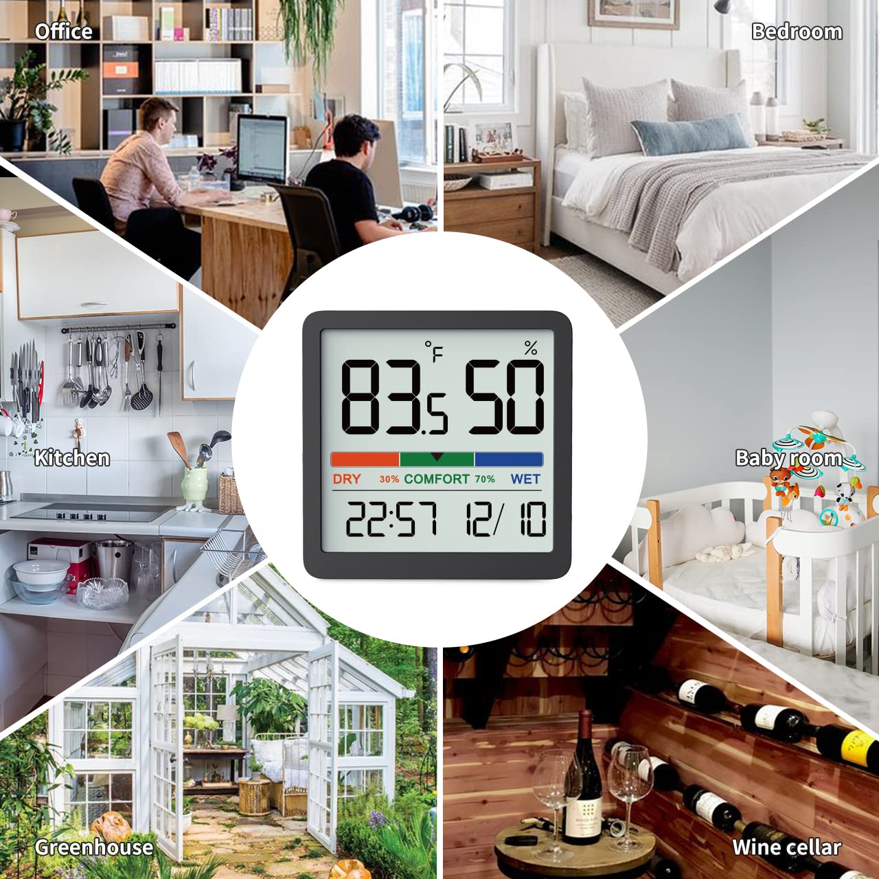VOCOO Humidity Gauge Indoor Thermometer, Digital Indoor Humidity Sensor with Temperature Monitor