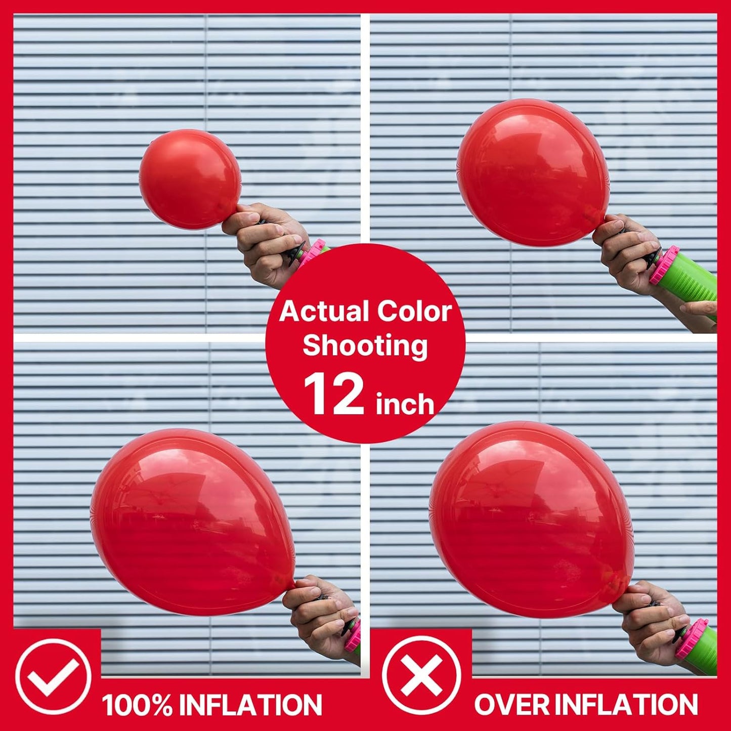 PartyWoo Red Balloons - 100 Pcs Matte Latex Balloons in Various Sizes for Party Decor | Perfect for Garlands & Arches