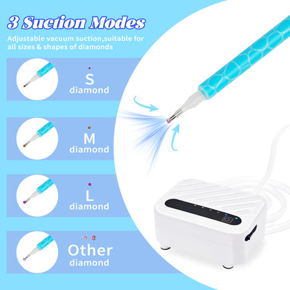Mlife Electric Diamond Art Painting Pen, Rechargeable Vacuum Pump Diamond Pen for Diamond Painting - 3 Adjustable Suction Mode, Diamond Art Vacuum Pen Tool Kits, No Wax Needed(White)