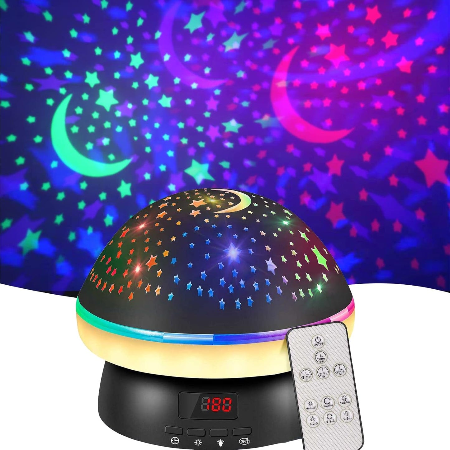 16 Timer Star Light Projector with Remote Control,Rotation and Colors Projection Lamp and Sleep Light,Christmas Easter
