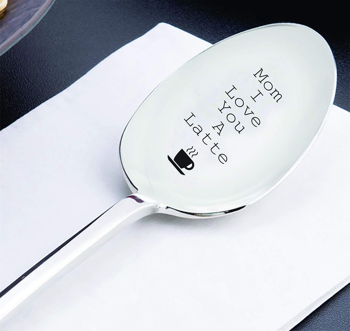 Mom I Love You a Latte Spoon Gift with "Cup" Sign Engraved - Birthday Gifts for Mom, Women, Mothers Day