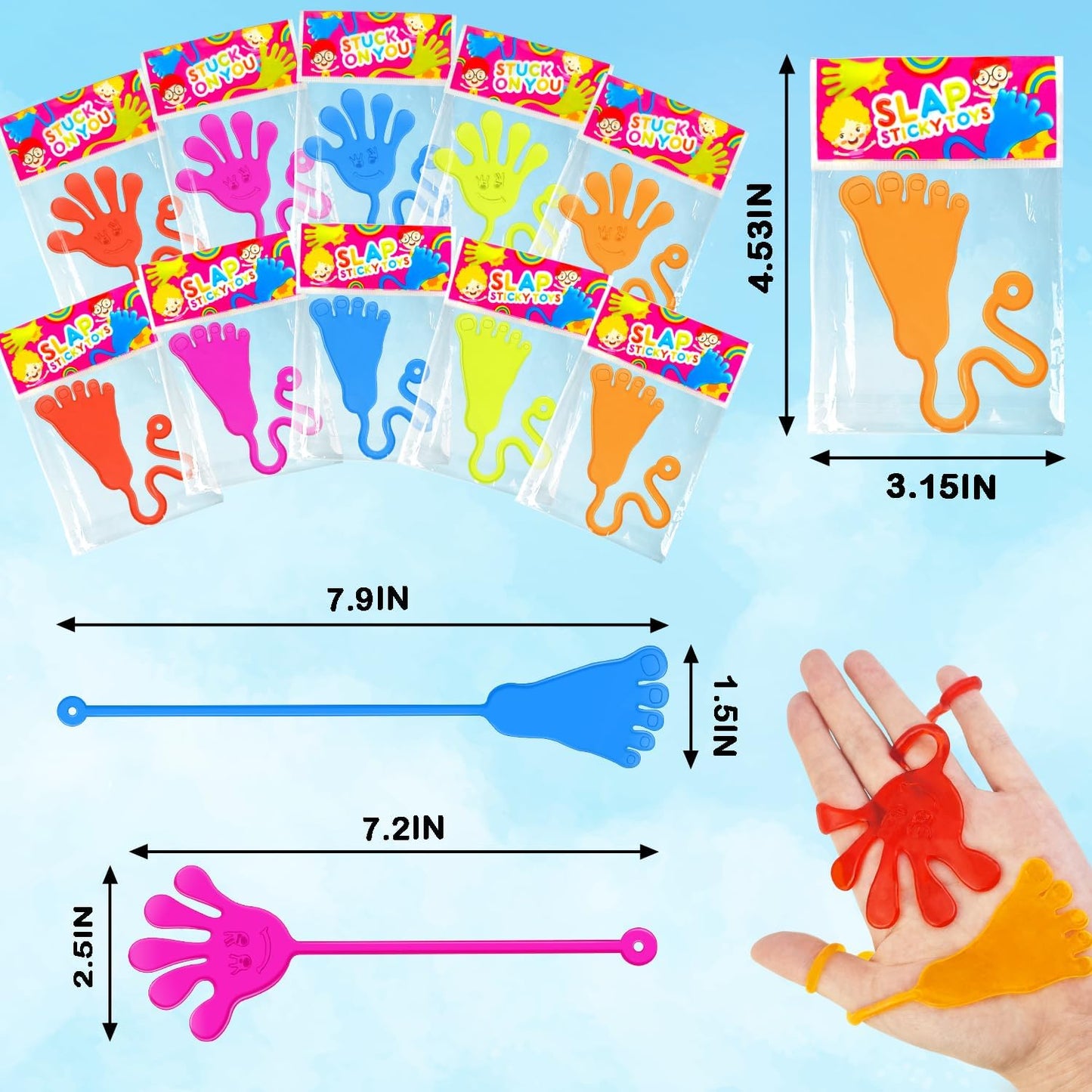 Skiennix Party Favors | 30 PCS Goodie Bag Stuffers - Large Sticky Hands & Feet for Kids' Birthdays