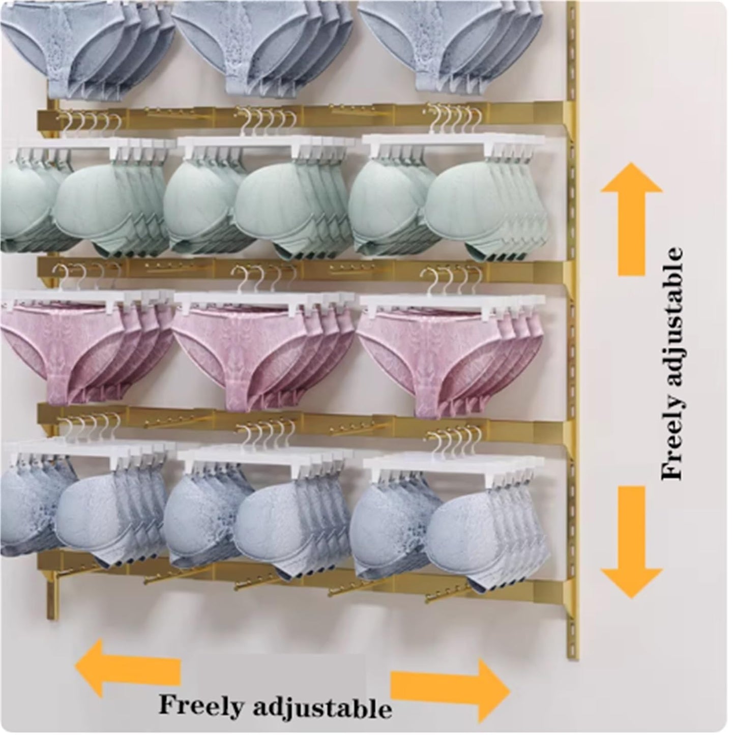 Wall-Mounted Underwear Display Stand, Metals, Lingerie Garment Rack, Retail Sock Show Shelves, Supermarkets Commercial Clothing Store Shelf, for Bras, Shorts, Hats(White,150 * 150cm)