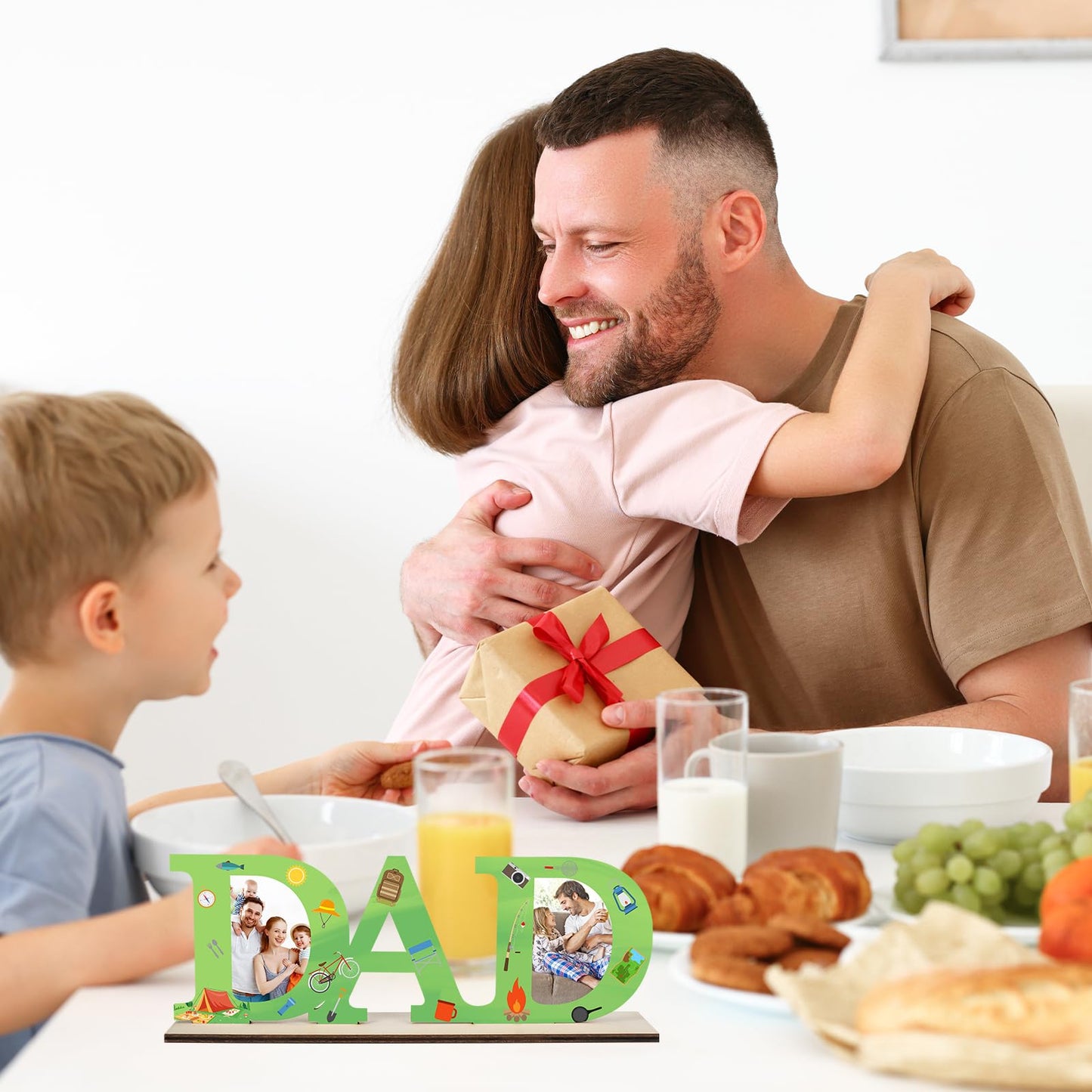 Wooden DAD Picture Frame to Paint DIY Blank Table Sign with Base,Dad Gifts from Daughter, Father's Day Farmhouse Table Centerpiece Decor Photo Frame Decor Christmas Thanksgiving Birthday Gift