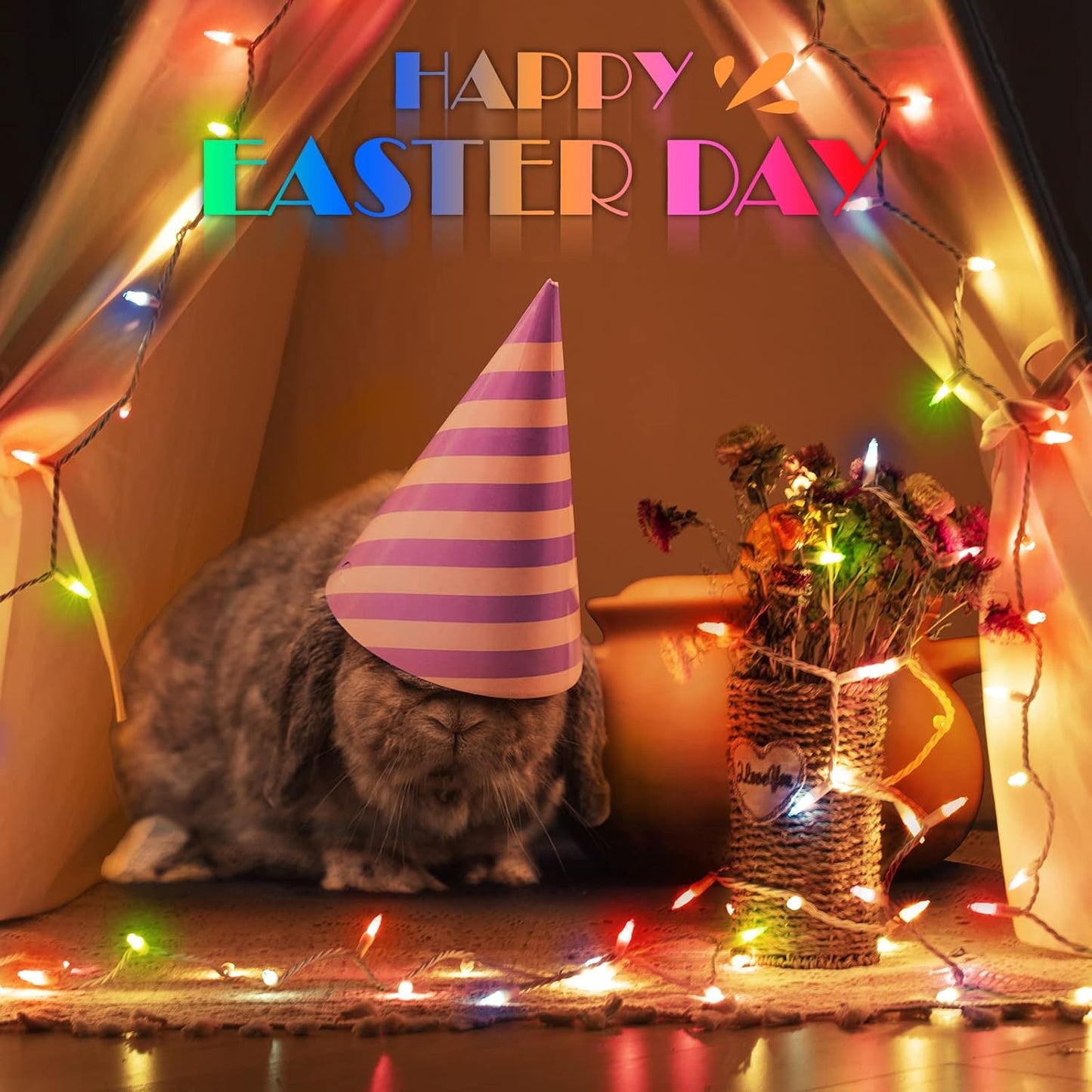 26.5 100 Count Set Easter Decorations Mini String Lights - feet Mini Light on White Wire Plug in End to End Connectable