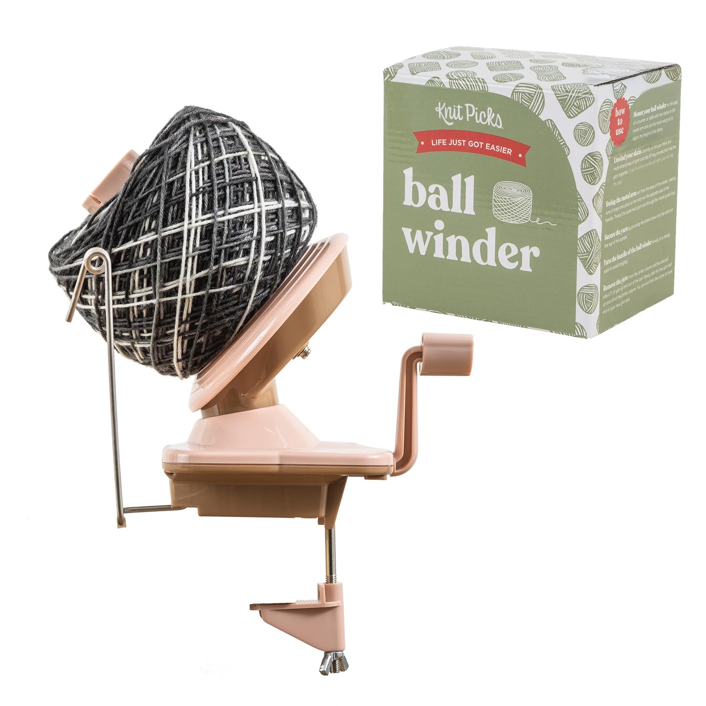 Knit Picks Yarn Ball Winder for Knitting and Crocheting (Dusty Rose)