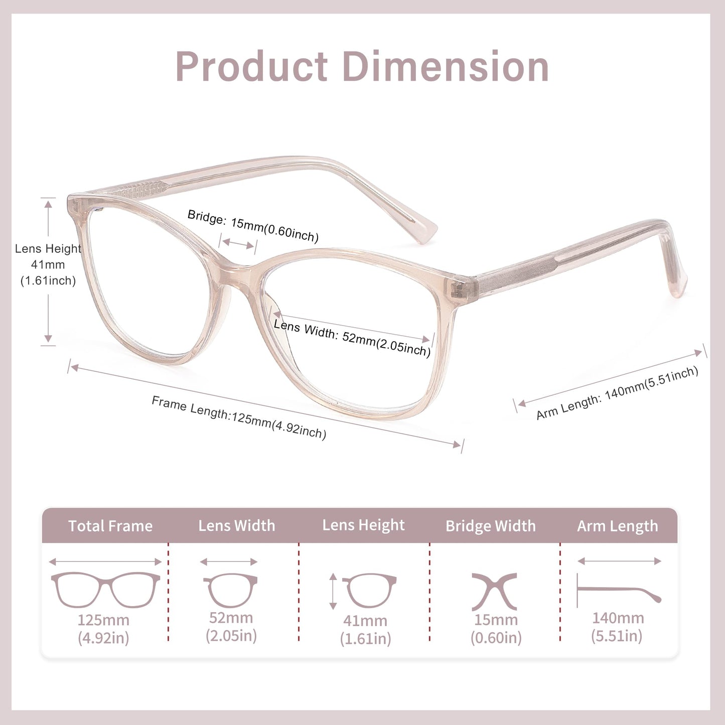 Madison Avenue TR90 Blue Light Blocking Glasses Anti Eyestrain UV Glare Blue Light Glasses for Women TV Phone Computer Gaming Eyeglasses (Nude Pink)