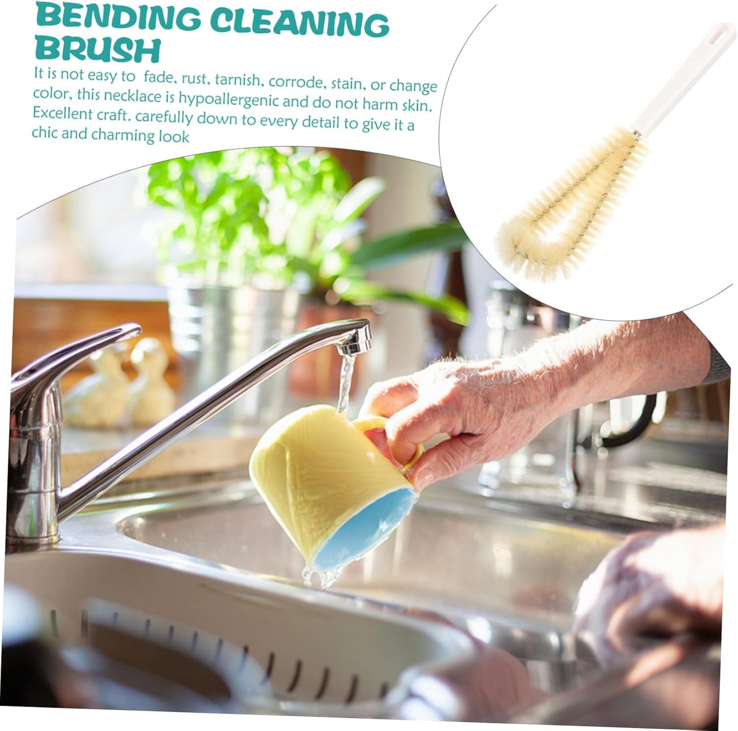 90 Bending Cleaning Brush - 27x6CM Kitchen Cup Cleaner, Pot & Bottle Cleaning Brush, Mug Cleaner