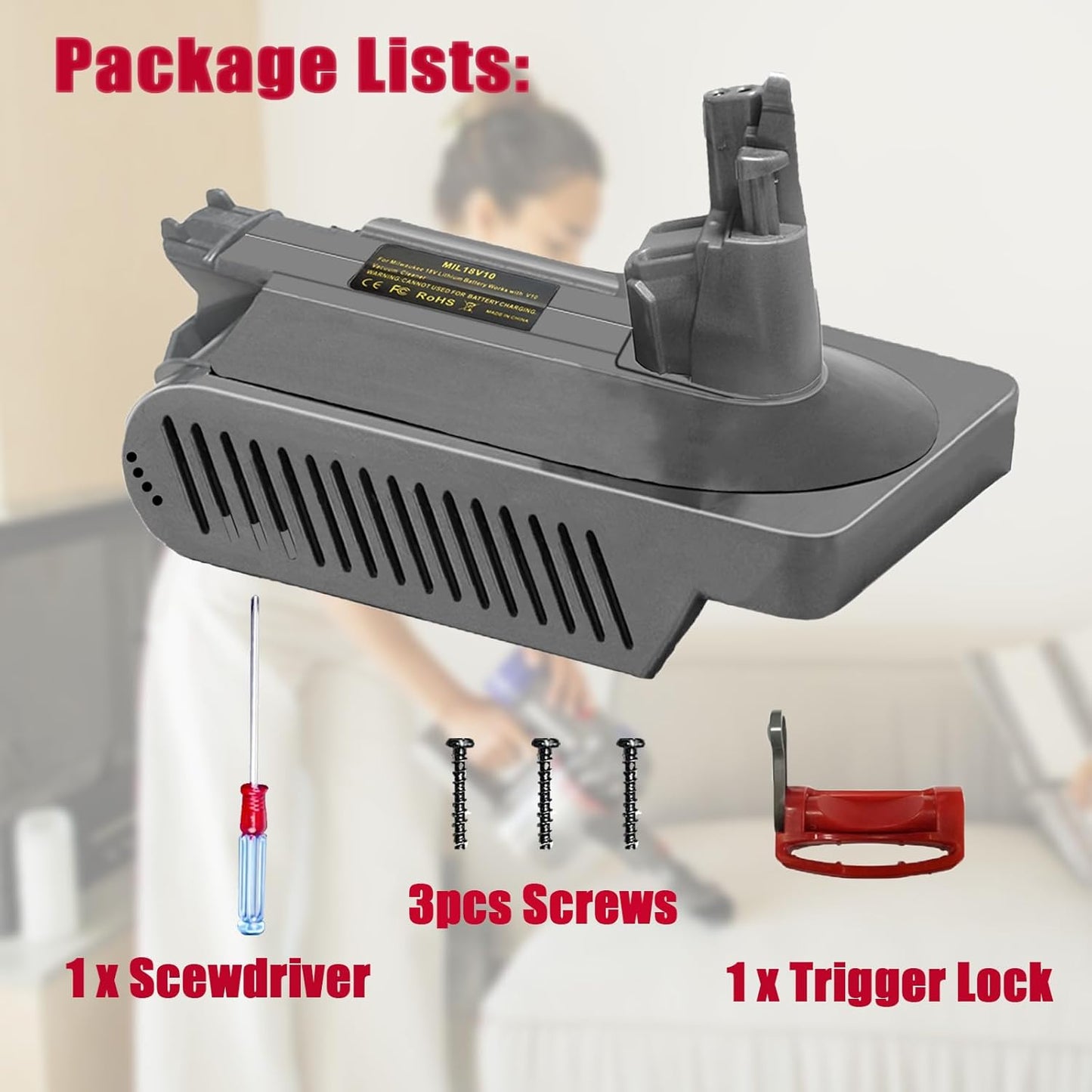 V10 Adapter for Milwaukee to Dyson V10, Battery Converter for Milwaukee M18 18V to Dyson Cyclone V10 Vacuum Cleaner