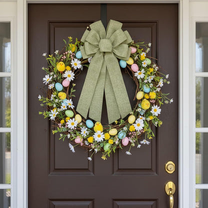 Skiennix Mint Green Large Bow - 11x21 Inch Wired Ribbon for Wreaths & Spring Decor