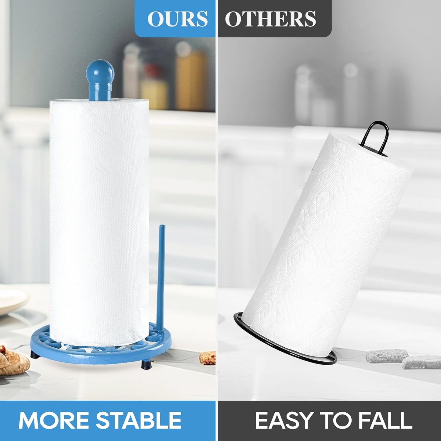 Countertop JOGREFUL Paper Towel Holder Stand, Cast Iron Kitchen Paper Towel Vintage Stand with Weighted-Base, Bathroom
