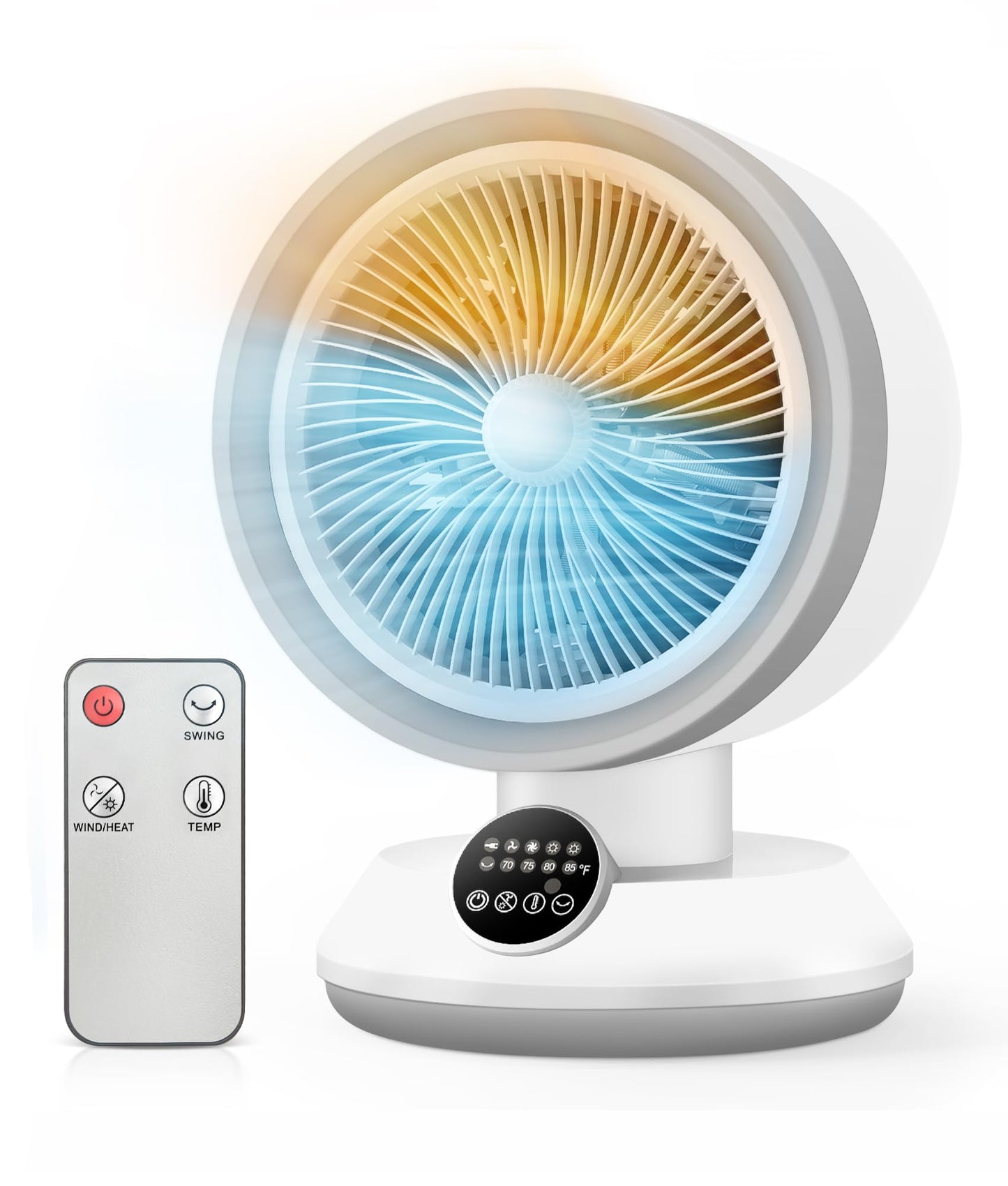 Oylus Heater and Fan Combo for Indoor Use, 2-in-1 1500W Portable Desk Heating & Cooling Fan, Oscillating with Adjustable Thermostat, 2 Heat & Fan Modes, Tip-Over Protection, Quiet Space Heater
