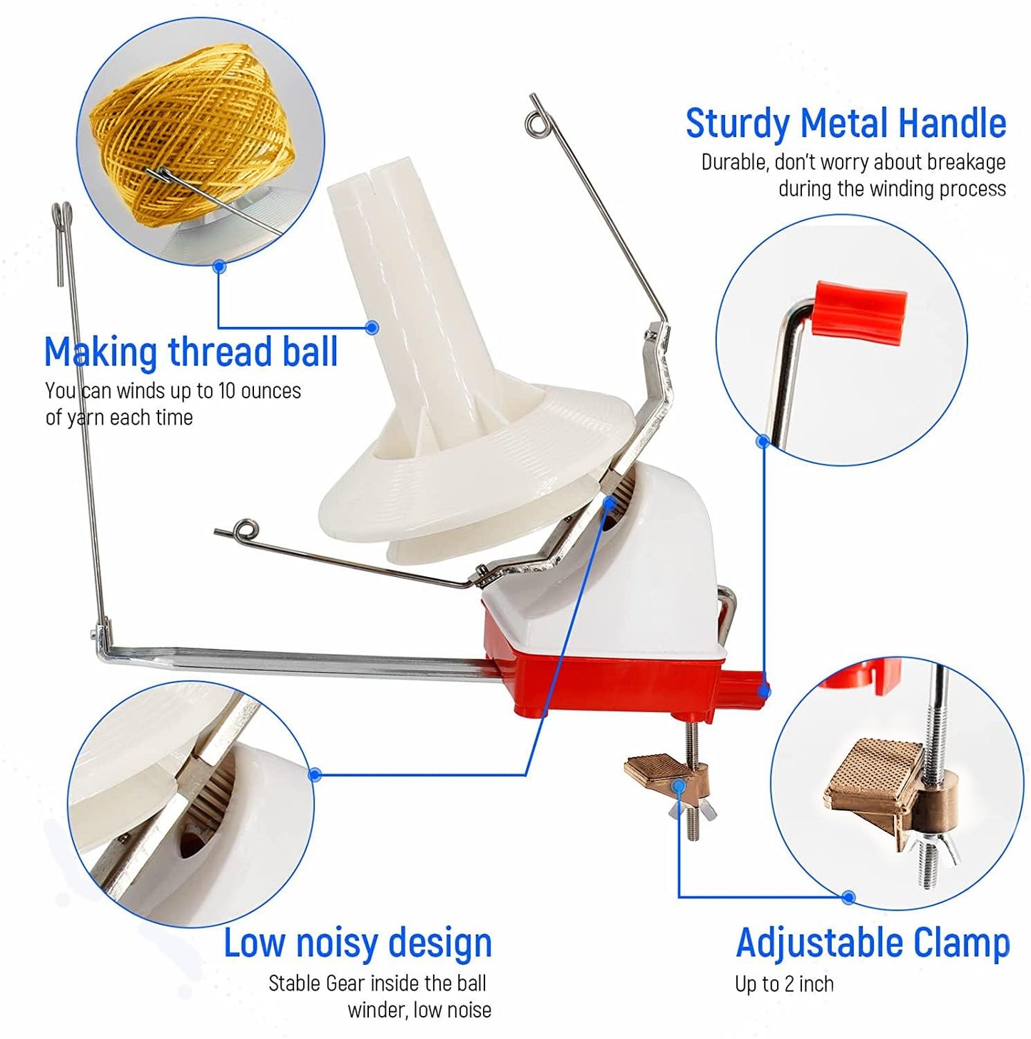 Yarn Ball Winder, Large Capacity Weaving Yarn Knitting Loom Crochet Swift Ball Winder DIY Knitting Needles Set, Hand Operated Yarn Ball Winder 10 Ounce (L22)