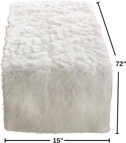 Faux Fur Design Table Runner, 15"x72", in Black
