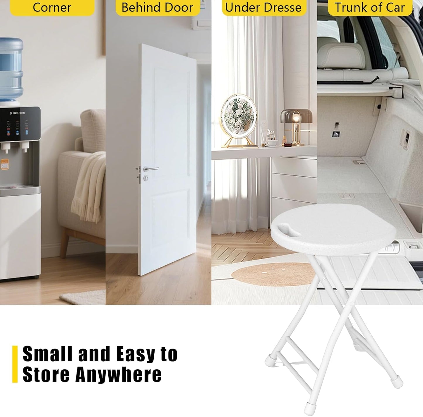 18 Inch Pack 2 440lbs Folding Stool, Foldable Stool with Handle & Steel Frame, of Folding Bar Stools, Sturdy Foldable
