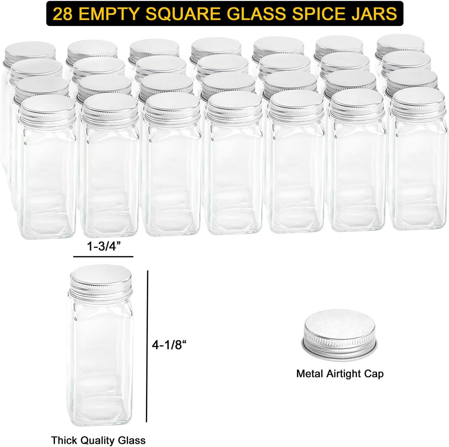 28 386 Set Countertop, 28 13.4" 10.8" SpaceAid Spice Rack Organizer with Spice Jars, Spice Labels, Chalk Marker