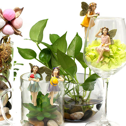 KOCNYDEY Garden Miniatures Fairies Mini Garden Figurine Set Fairies Statues Without a Stick for Outdoor Garden Yard Lawn Home Decor Lovely Resin Fairy Angel Accessories (5 Pieces)