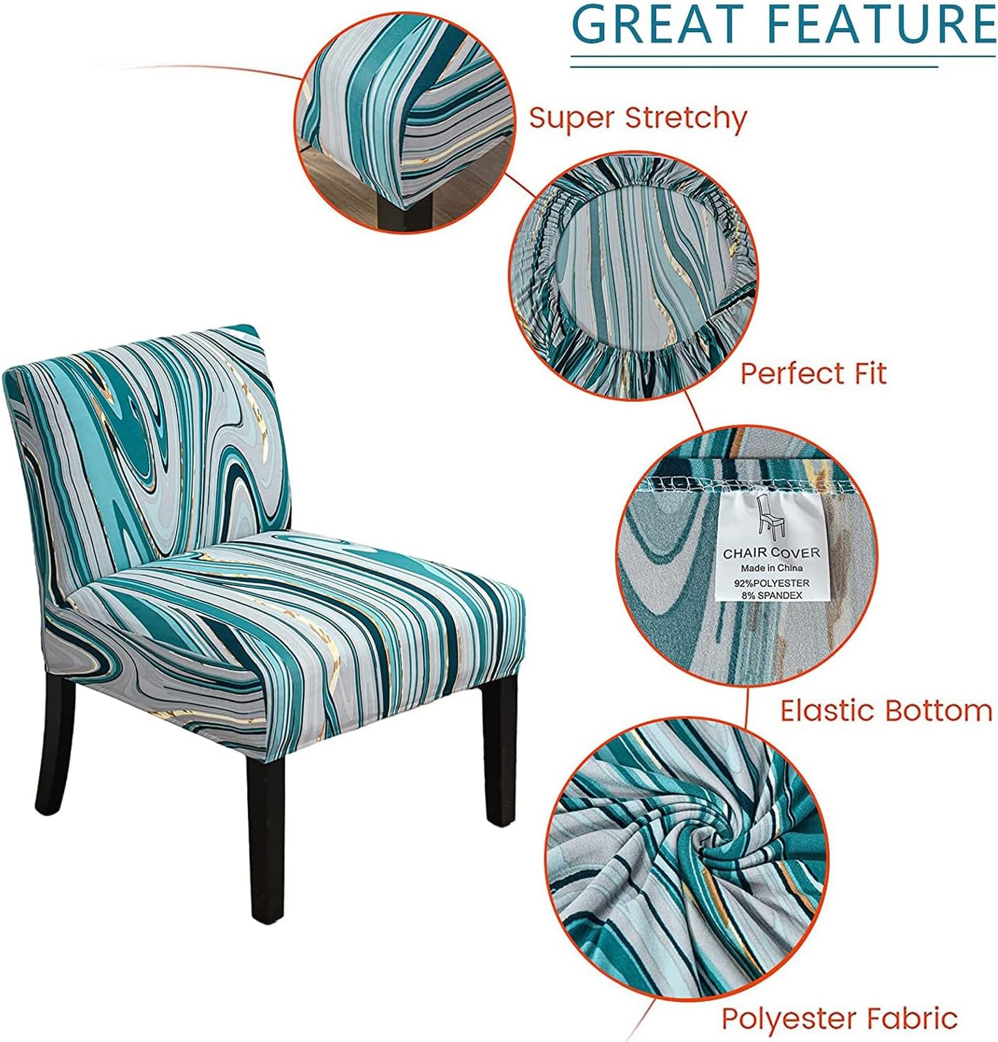 lihuitong Armless 2 Armless Armless 23) Chair Slipcover Pieces Printed Accent Chair Cover Stretch Spandex Slipper Chair