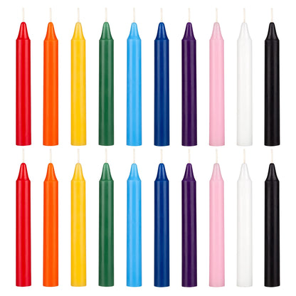 Mega Candles 20 pcs Unscented Assorted Colors Exquisite Mini Taper Spell Candles, 4 Inch Tall x 1/2 Inch Diameter, Magic Chimes, Enchantment, Casting Rituals, Witchcraft, Wiccan, Altar, Metaphysical