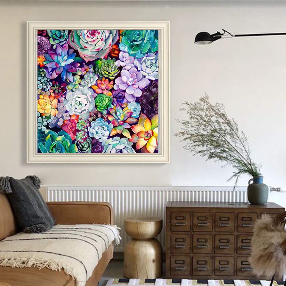 MMAHD 5D DIY Diamond Art Painting Kits for Adults Full,Succulents Full Drill Embroidery Paintings Rhinestone Pasted DIY Painting Cross Stitch Arts Crafts for Home Wall Decor 11.8×11.8Inches.