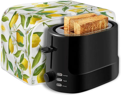 Lemon 2 Slice Toaster Covers - Lightweight Polyester Kitchen Appliance Organizer Bag with Top Hook, Multicolor
