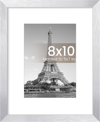 Upsimples 8x10 Picture Frame - Versatile Display for 5x7 or 8x10 Photos | Silver, 1 Pack