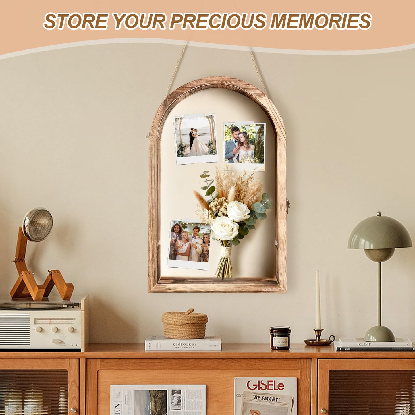 Shadow Box Frame 10x16, Natural Wood Display Case with Linen Back, Deep Picture Frame for Photos, Keepsakes, Flowers, Medals, Memorabilia, DIY Crafts, Wedding or Pet Memory Box Wall & Table Decor